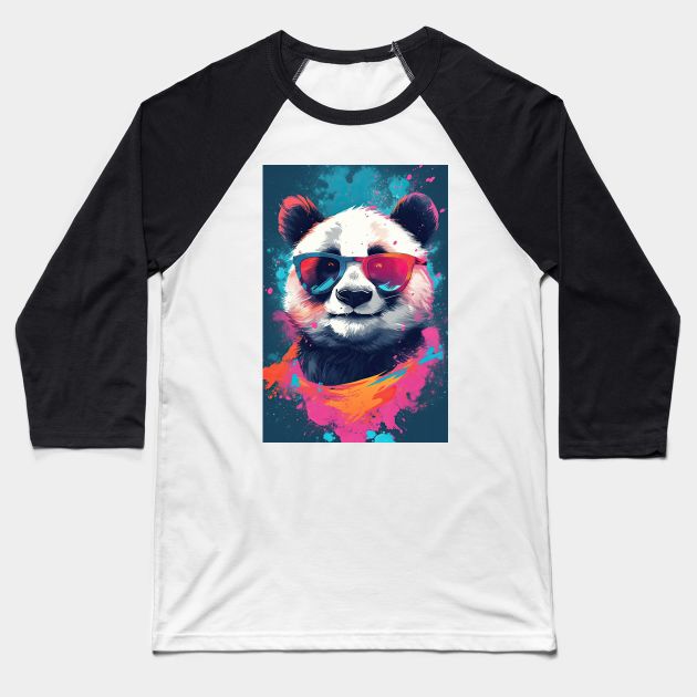 Cool Panda Bear Painting Baseball T-Shirt by JensenArtCo